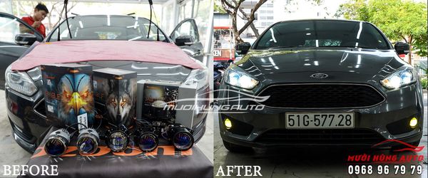 Độ 4 BI LED Kết Hợp 2 Bi Gầm Tăng Sáng Xe Focus