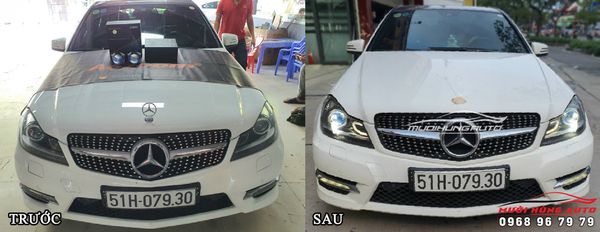 Độ Cặp Bi LED Domax Siêu Sáng Cho Xe Mercedes C300 AMG