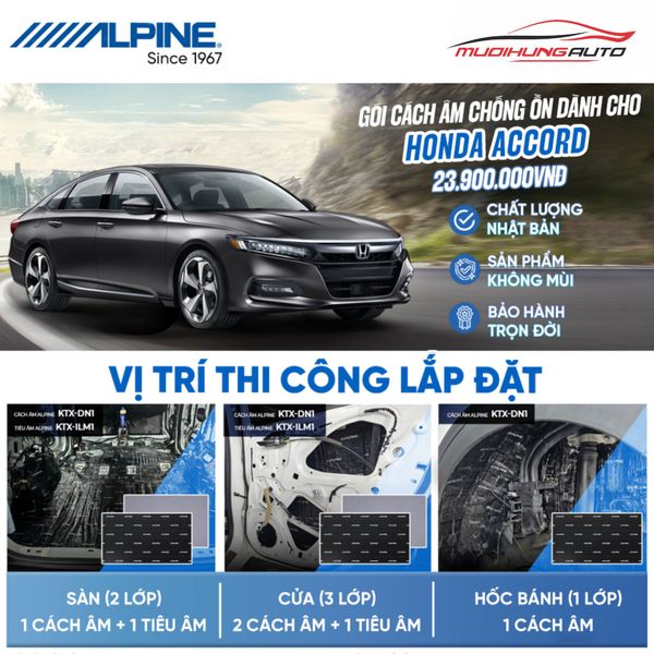 Gói Cách Âm Alpine Cho Xe Honda Accord