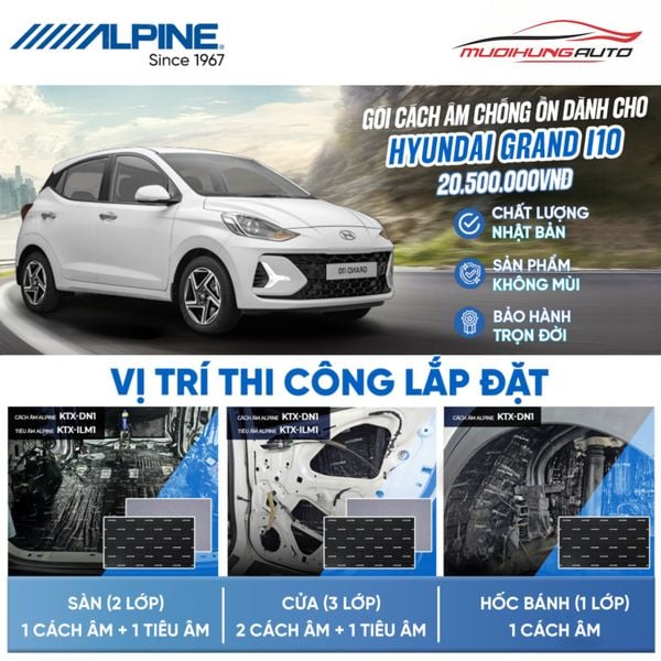 Gói Cách Âm Alpine Cho Xe Hyundai i10