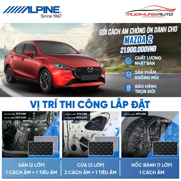 Gói Cách Âm Alpine Cho Xe Mazda 2