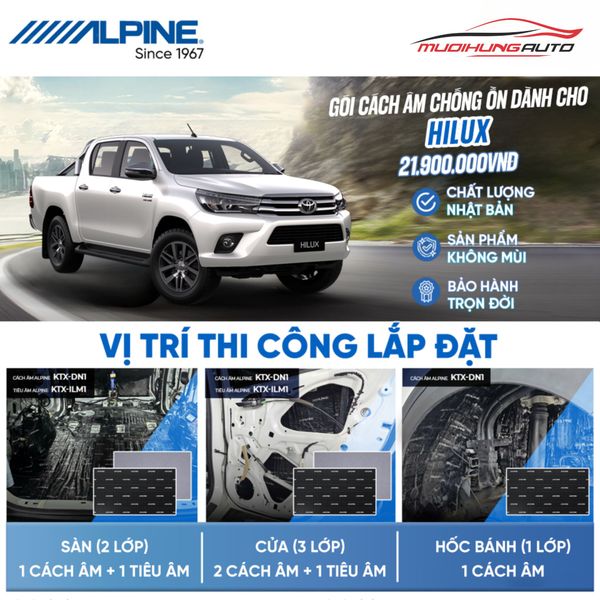 Gói Cách Âm Alpine Cho Xe Toyota Hilux