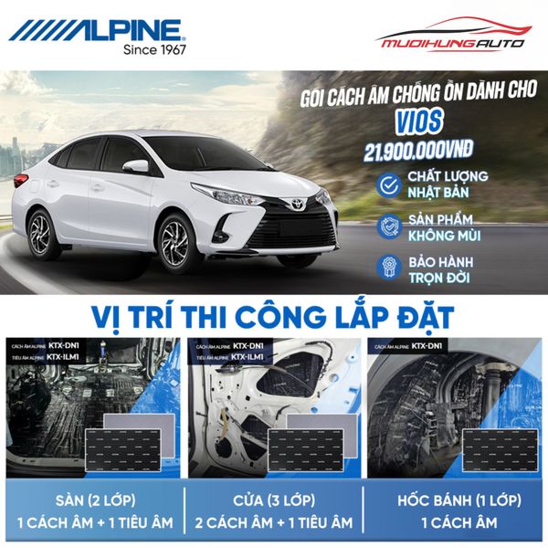 Gói Cách Âm Alpine Cho Xe Toyota Vios