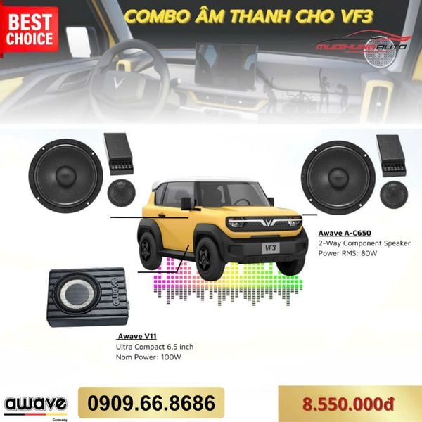 Gói Nâng Cấp Âm Thanh Awave Cho Vinfast VF3 - Combo 2