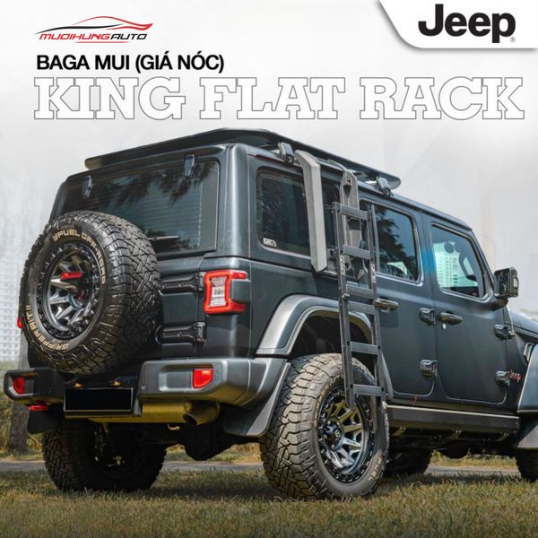 Baga Mui Nhôm King Flat Rack Xe Jeep Wrangler & Gladiator (Có Thang Lên Xuống)