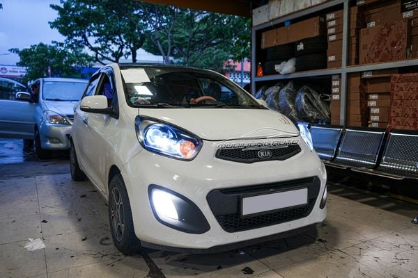 Độ Đèn Bi LED Domax X-LED Pro Và Vòng Angel Eyes Mẫu BMW Cho Xe Kia Morning