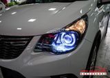Combo Đèn Bi LED Laser Jaguar, LED Mắt Quỷ Và Vòng Angel Eyes Kiểu BMW Cho Xe Vinfast Fadil
