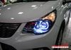 Combo Đèn Bi LED Laser Jaguar, LED Mắt Quỷ Và Vòng Angel Eyes Kiểu BMW Cho Xe Vinfast Fadil