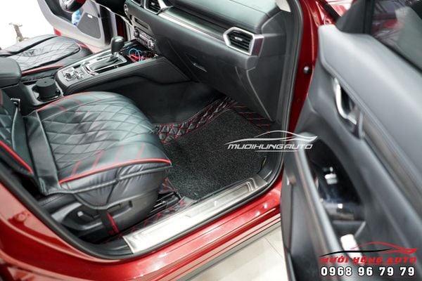 Lót Sàn Da 5D Cho Xe Mazda CX5 Mẫu Đen Đỏ Cao Cấp
