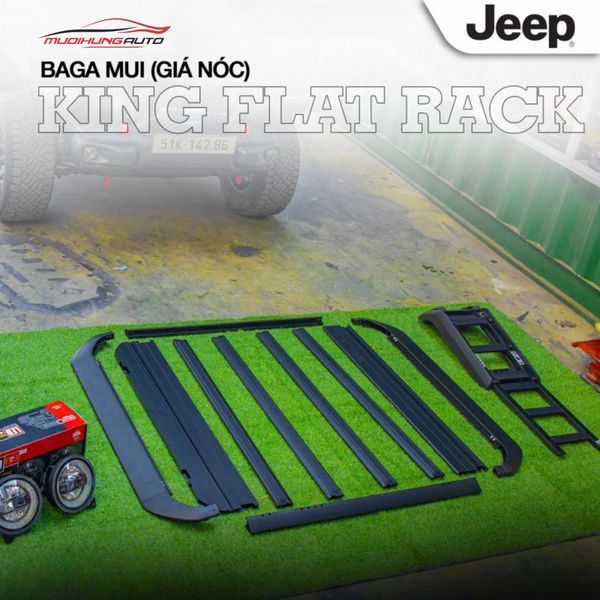 Baga Mui Nhôm King Flat Rack Xe Jeep Wrangler & Gladiator (Có Thang Lên Xuống)