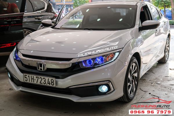 Độ Đèn Pha Xe Honda Civic Bản E 2019 - 2020 Bi LED Domax Và Bi Gầm GTR