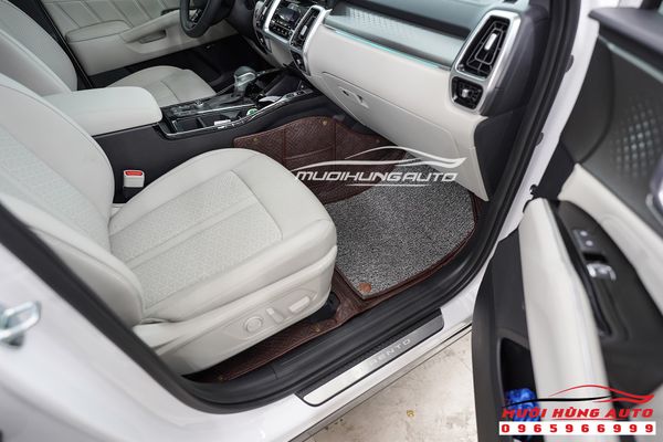 Lót Sàn Da Xe Kia Sorento 2021 Màu Nâu Sang Trọng