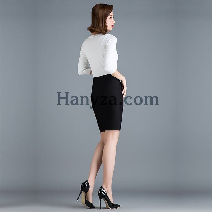 Váy công sở eo cao giả đai