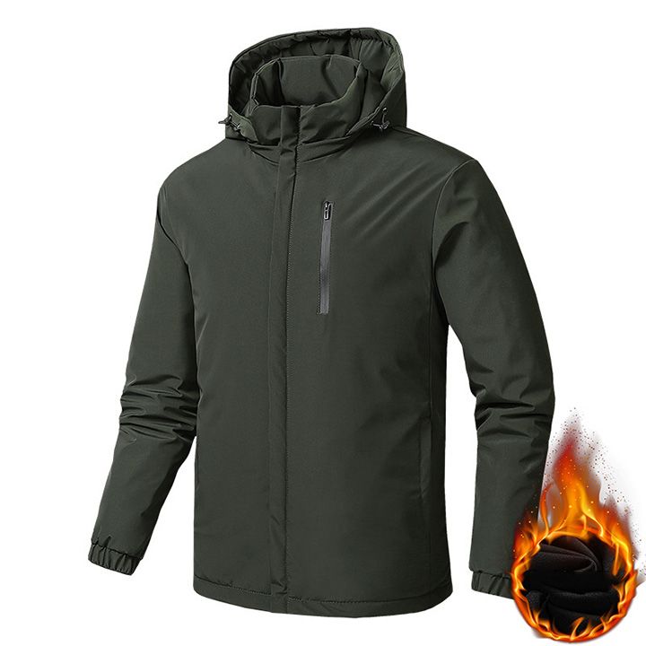 Áo khoác gió nam lót nỉ liền mũ phối túi ngực dọc