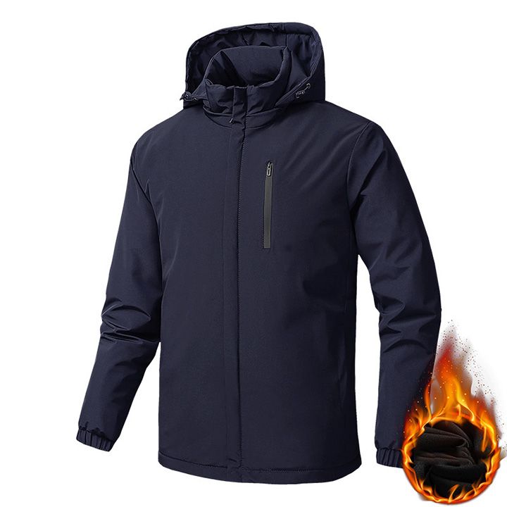 Áo khoác gió nam lót nỉ liền mũ phối túi ngực dọc