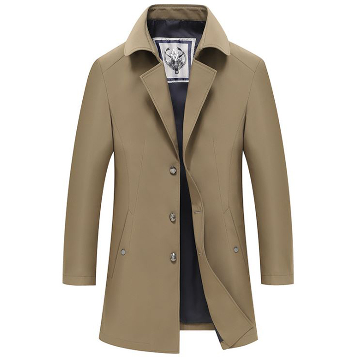Áo khoác nam khaki giả vest dáng dài
