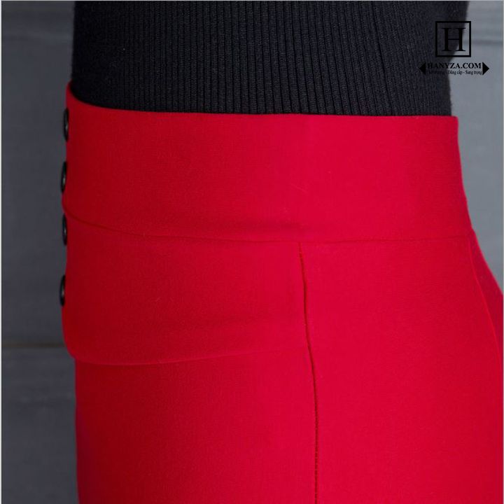 Chân váy nữ công sở eo cao phối cúc giả