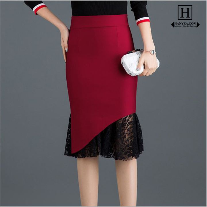 Váy nữ công sở phối ren US19A1189