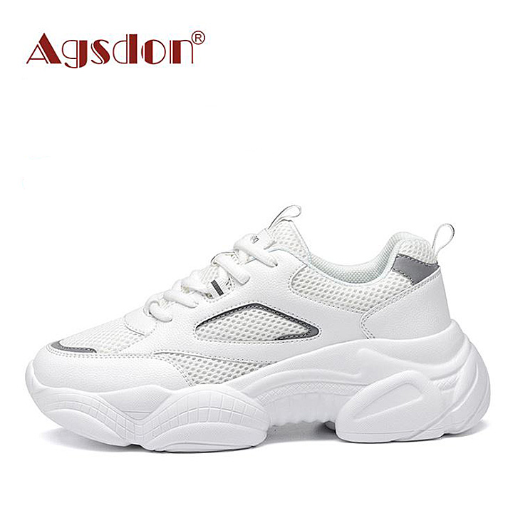 Giày sneaker nữ microfiber thoáng khí đế cao 5.5cm