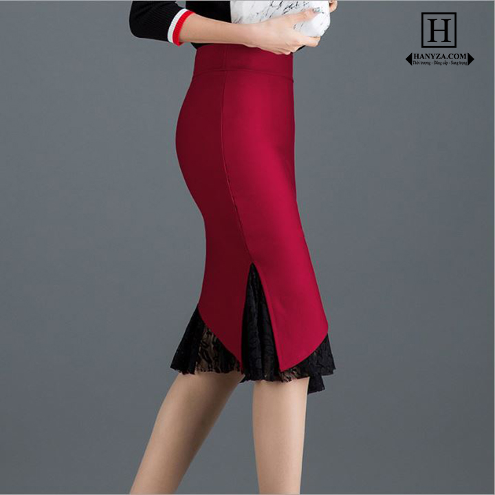 Váy nữ công sở phối ren US19A1189