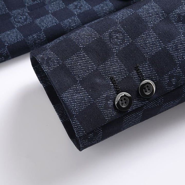 Áo blazer nam phong cách Châu Âu họa tiết kẻ caro