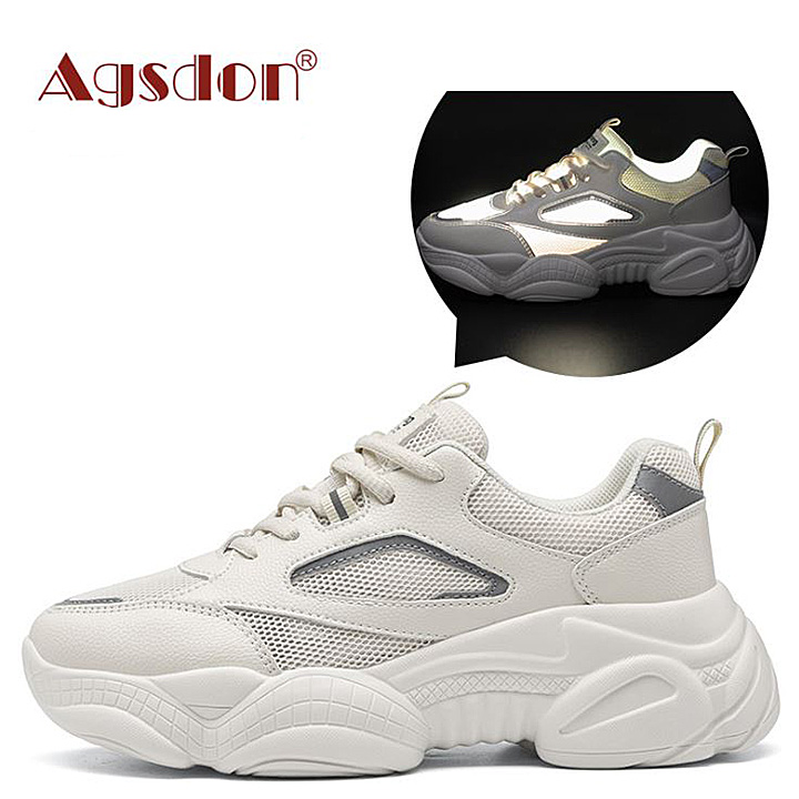 Giày sneaker nữ microfiber thoáng khí đế cao 5.5cm