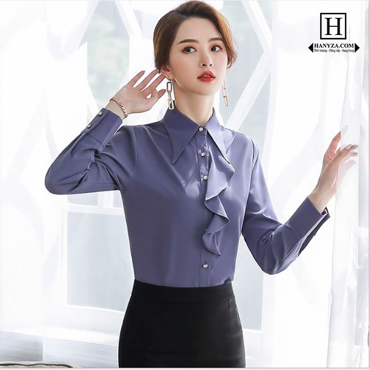 Áo sơ mi nữ cổ phối bèo ĐẸP giá TỐT giảm 30  Zanadocom