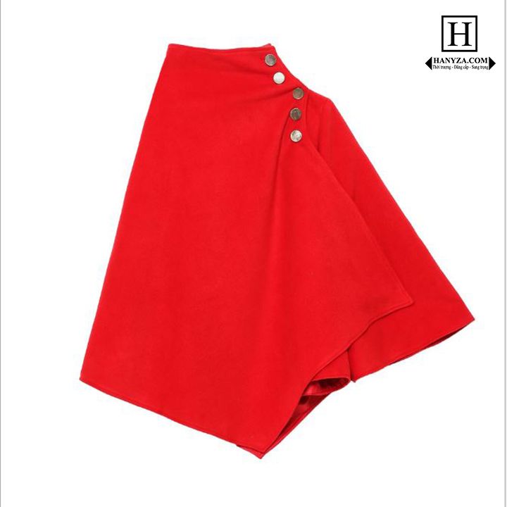 Áo choàng dạ nữ cao cổ mix tay cánh dơi