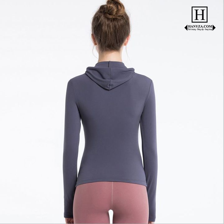 Áo tập yoga dài tay có mũ phong cách Âu-Mỹ