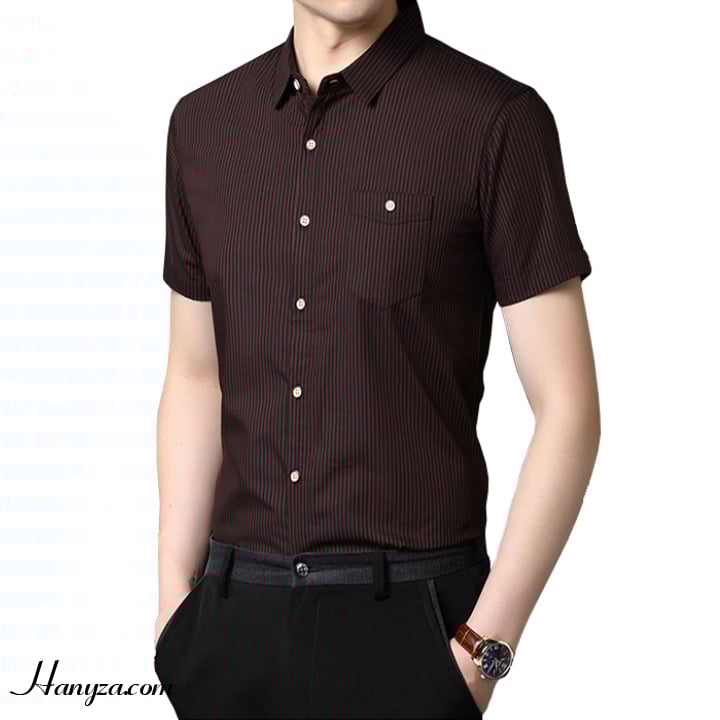 Áo sơ mi nam cộc tay kẻ sọc màu đặc