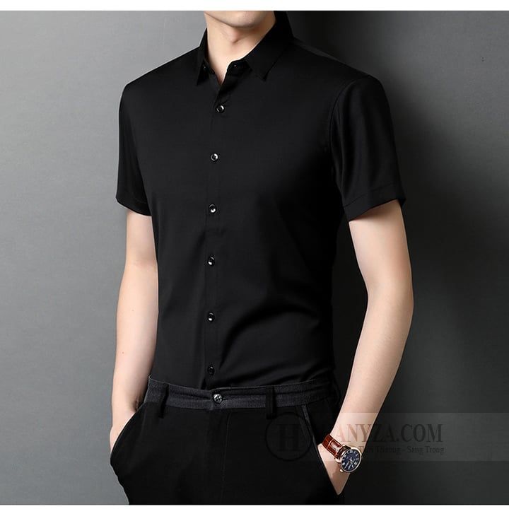 Áo sơ mi nam ngắn tay cổ bẻ lịch lãm