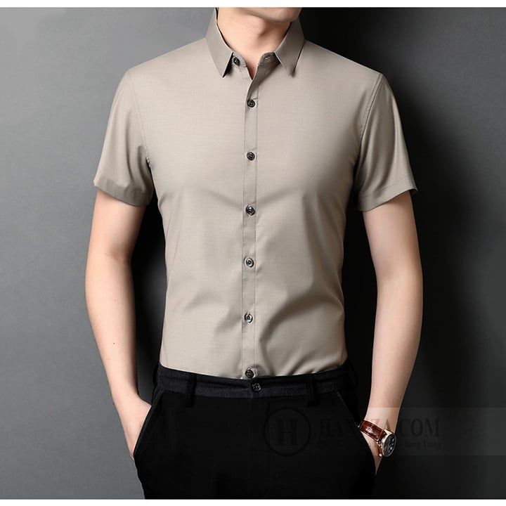 Áo sơ mi nam ngắn tay cổ bẻ lịch lãm