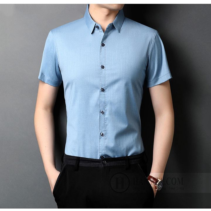 Áo sơ mi nam ngắn tay cổ bẻ lịch lãm