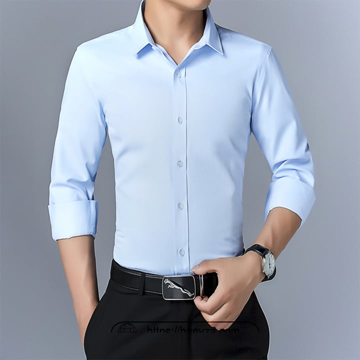 Áo sơ mi nam dài tay cổ bẻ trơn CA9500