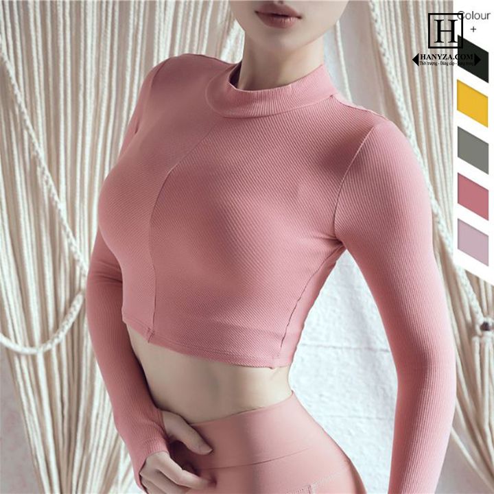 Áo tập thể thao nữ dài tay dáng lỡ cổ tròn