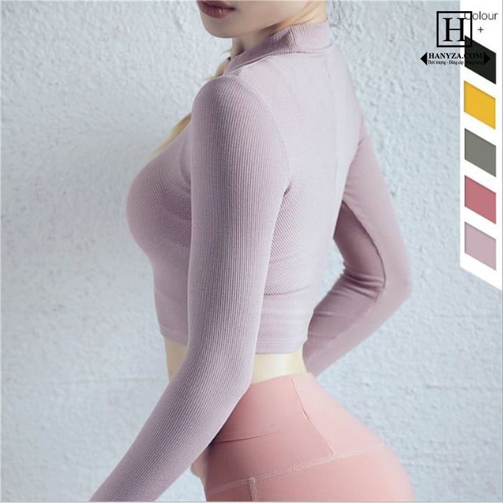 Áo tập thể thao nữ dài tay dáng lỡ cổ tròn