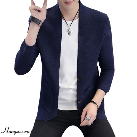 Áo len nam cổ V 2 cúc thanh lịch