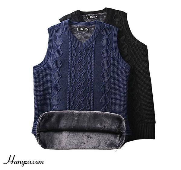 Áo len nam vặn thừng lót nỉ cổ chữ V