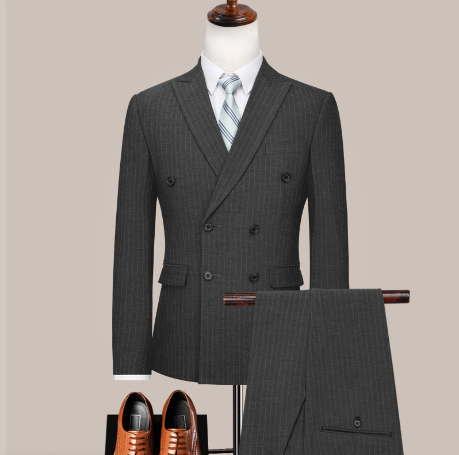 Bộ vest mỏng nam dáng lỡ kẻ sọc HAN-W021