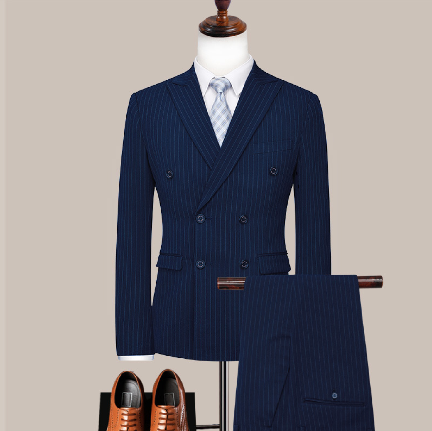 Bộ vest mỏng nam dáng lỡ kẻ sọc HAN-W021