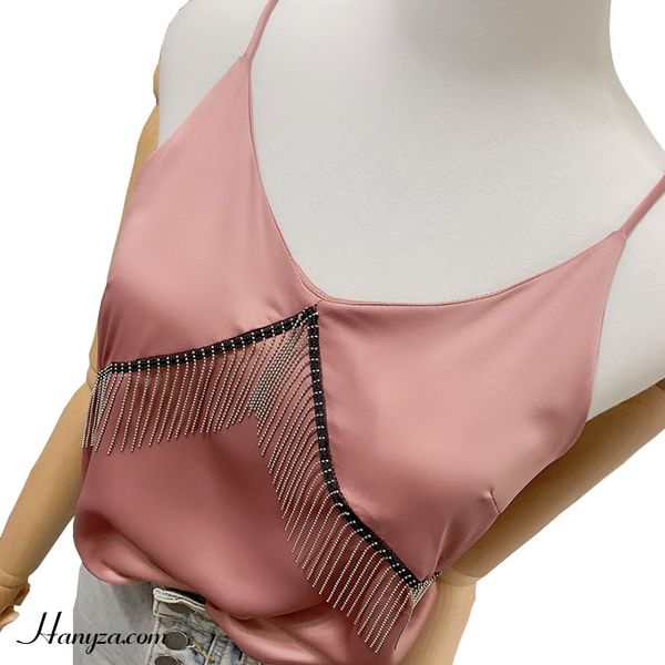 Áo hai dây nữ cổ V phối tua rua gợi cảm