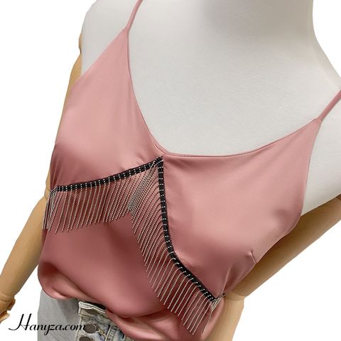 Áo hai dây nữ cổ V phối tua rua gợi cảm