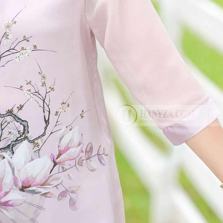 Áo sơ mi nữ trung niên tay lỡ in họa tiết