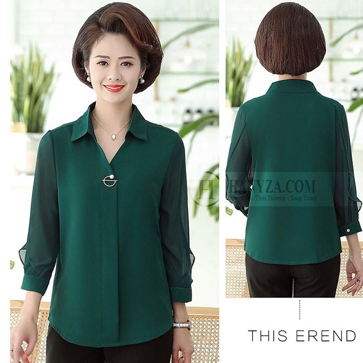 Áo Sơ Mi Trung Niên Phối Nút Cách Điệu SM108 #6 Áo Sơ Mi Trung Niên Phối Nút Cách Điệu SM108