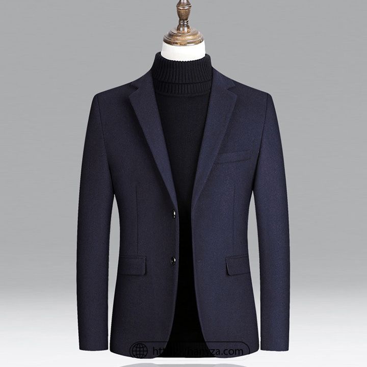 Áo blazer dạ lông cừu nam 2 khuy phong cách Âu Mỹ