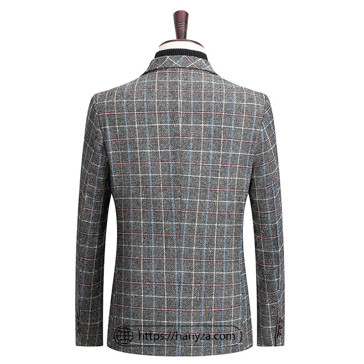 Áo Blazer nam kẻ caro 2 khuy túi ngang