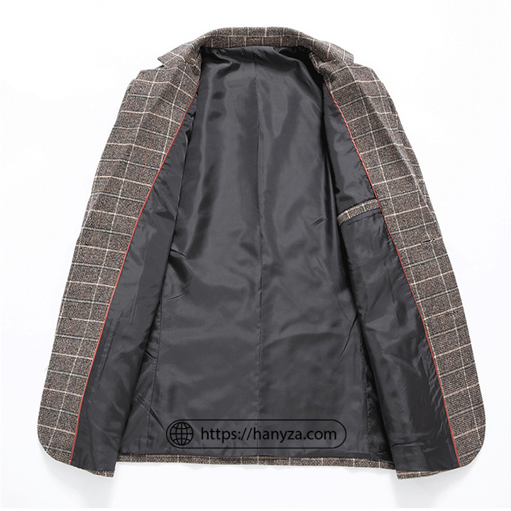 Áo Blazer nam kẻ caro 2 khuy túi ngang