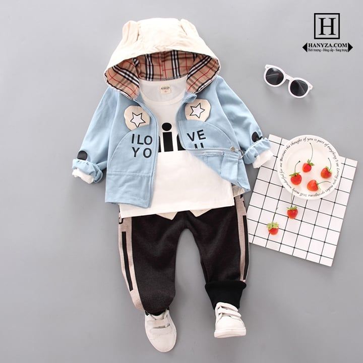 Bộ quần áo trẻ em kèm áo khoác + quần nỉ và áo thun