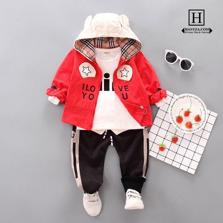 Bộ quần áo trẻ em kèm áo khoác + quần nỉ và áo thun