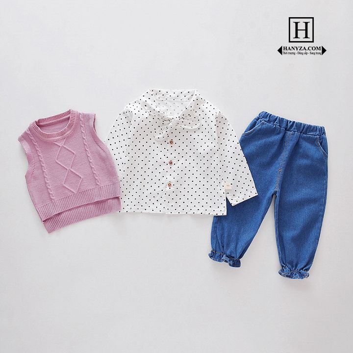 Bộ quần áo bé gái set 3 mảnh SF-Q07